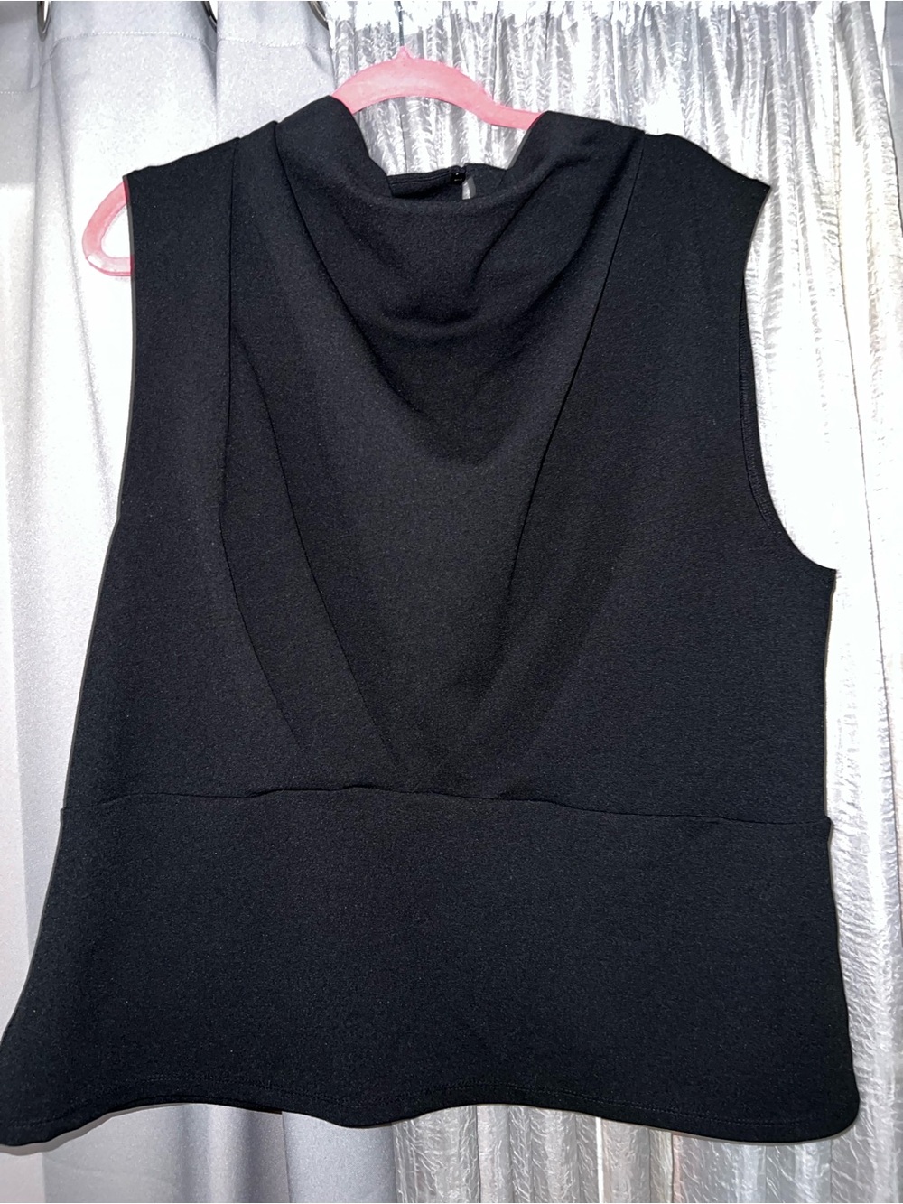 Halston Black Sleeveless Cowl Neck Peplum Top Size XXL